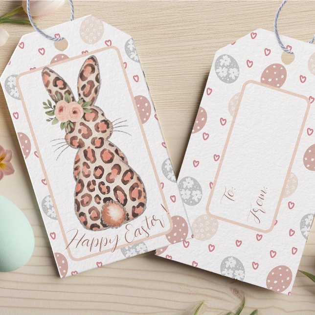 Chic Leopard Bunny Easter  Gift Tags (Chic Leopard Bunny Easter Gift Tags)