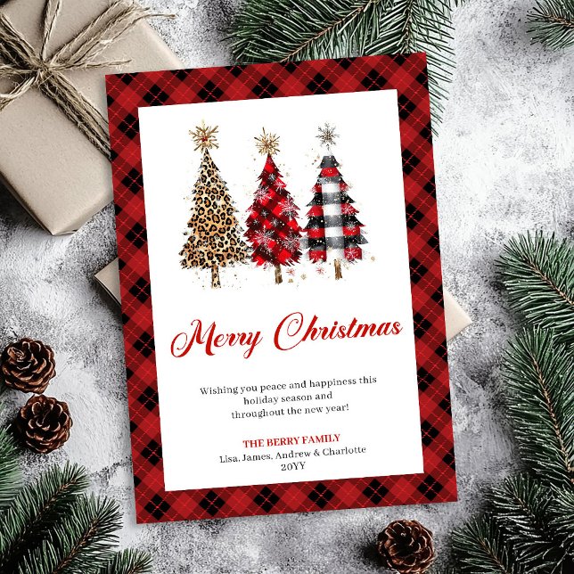 Chic Leopard Christmas Tree Watercolor Holiday  Card (Chic Leopard Christmas Tree Watercolor Holiday Card)