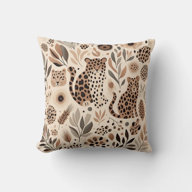 Chic Leopard Floral Design for Trendy Home  Cushion (Front)