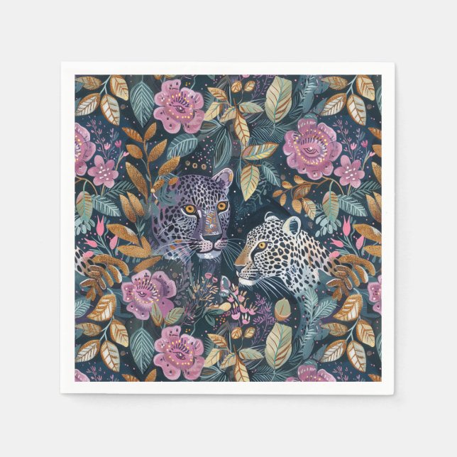 Chic Leopard floral Napkin (Front)