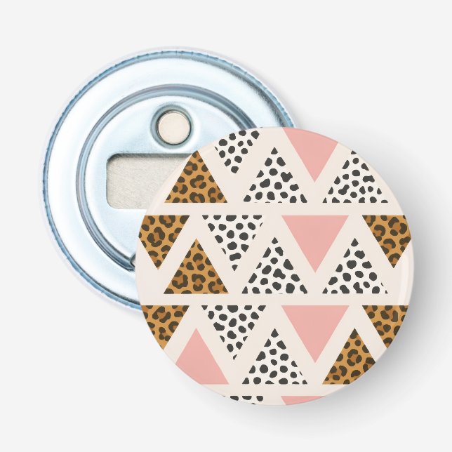 Chic Leopard & Pink Triangle Pattern Bottle Opener (Front)