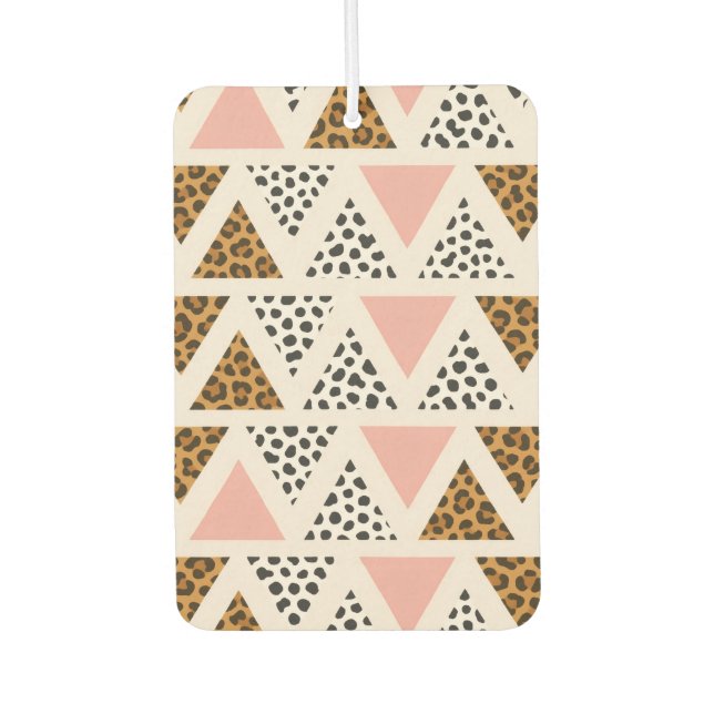 Chic Leopard & Pink Triangle Pattern Car Air Freshener (Front)