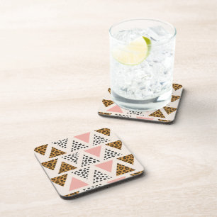 Chic Leopard & Pink Triangle Pattern Coaster
