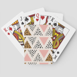 Chic Leopard & Pink Triangle Pattern Playing Cards