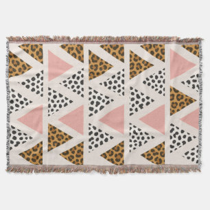 Chic Leopard & Pink Triangle Pattern Throw Blanket