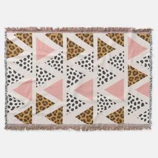 Chic Leopard & Pink Triangle Pattern Throw Blanket