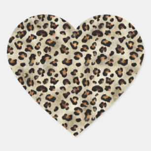 Chic Leopard Print Animal Print Wild Cat Pattern Heart Sticker