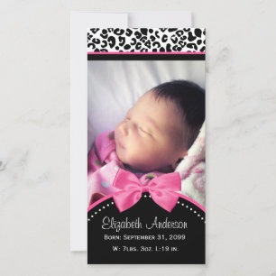 Chic Leopard Print Baby Photo Birth Announcement