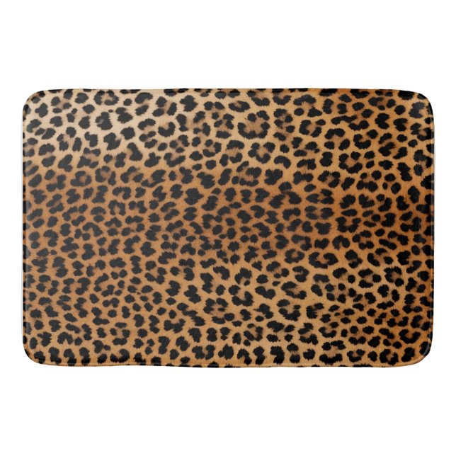Chic Leopard Print Bath Mat Glamoratti  (Front)