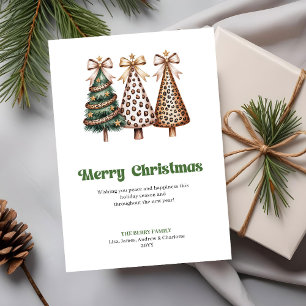 Chic leopard print Christmas tree greeting card