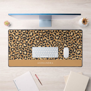 Chic Leopard Print Personalised Desk Mat