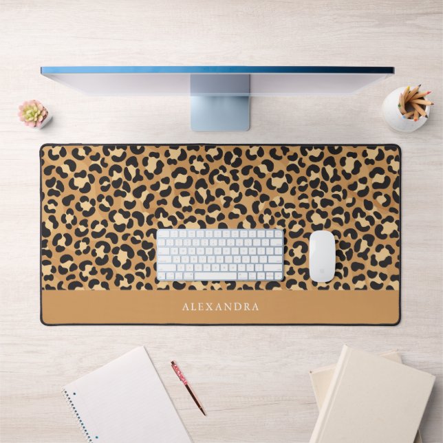 Chic Leopard Print Personalised  Desk Mat (Office 1)