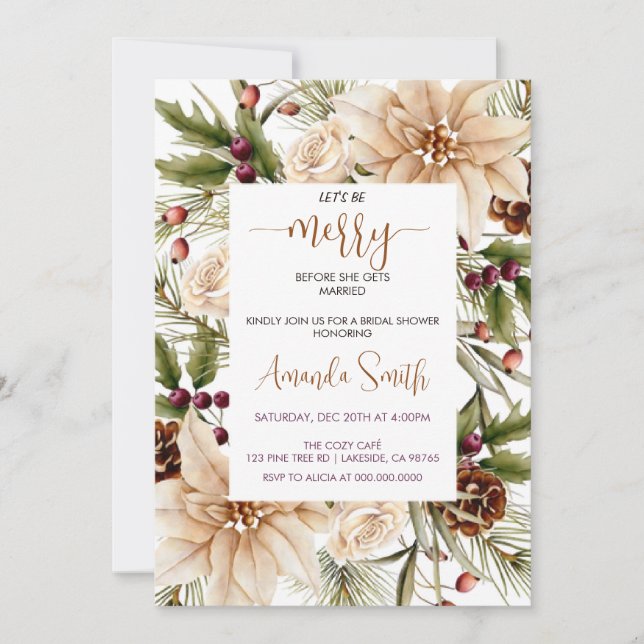 Chic let's merry christmas bridal shower invitation (Front)