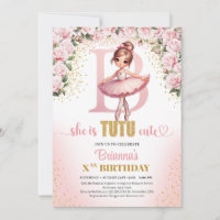 Chic letter B monogram ballerina girl birthday