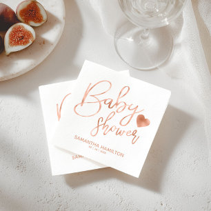 Chic Lettered Rose Gold Foil Blush Baby Shower Napkin