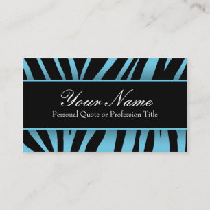 Chic Light Blue Black Zebra Stripes Business Cards