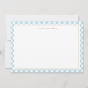 Chic Light Blue Gingham Pattern Card