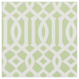 Chic Light Green and White Trellis Lattice Pattern Fabric