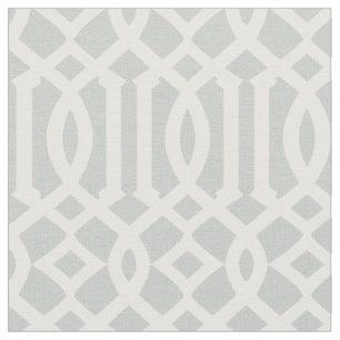 Chic Light Grey and White Trellis Lattice Pattern Fabric
