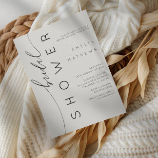 Chic Light Grey & Elegant Tyography Bridal Shower Invitation
