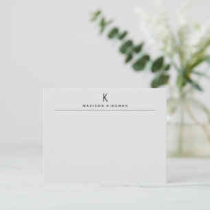 Chic Light Grey Modern Monogram Initial Name Card