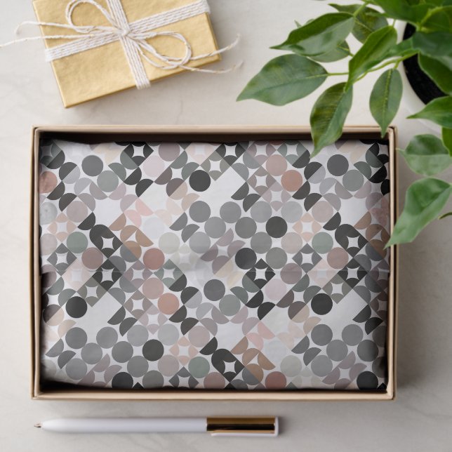 Chic Light Mauve Taupe Beige Grey Circles Pattern Tissue Paper (Gift)
