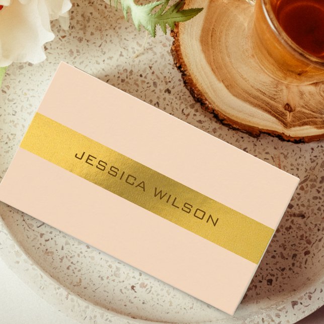 Chic light orange pastel gold frame business card (Chic light orange pastel gold frame business card)