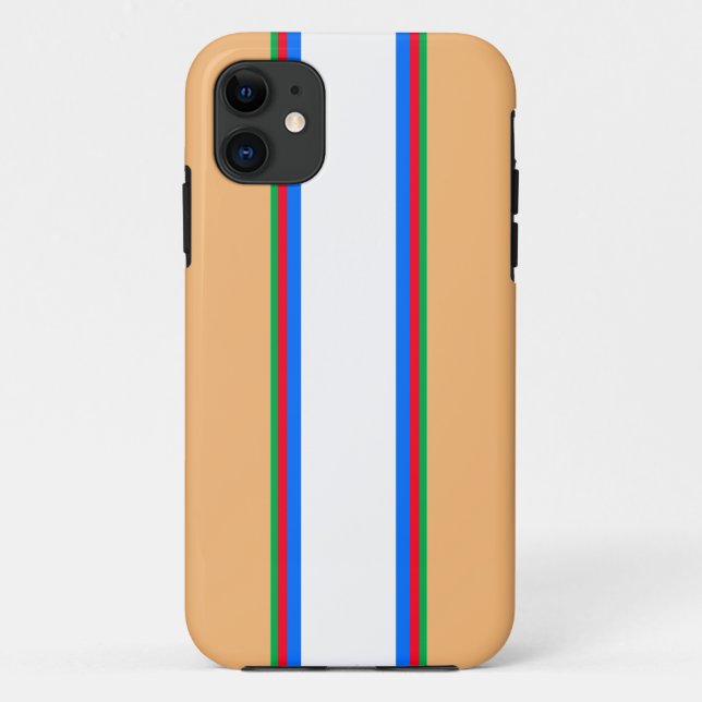 Chic Light Orange Red Green White Racing Stripes Case-Mate iPhone Case (Back)
