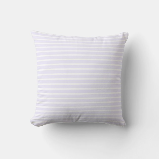 Chic light pale lavender lilac white stripes cushion (Front)