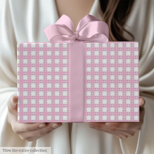 Chic Light Pink Checkered 60th Birthday Gift Wrap