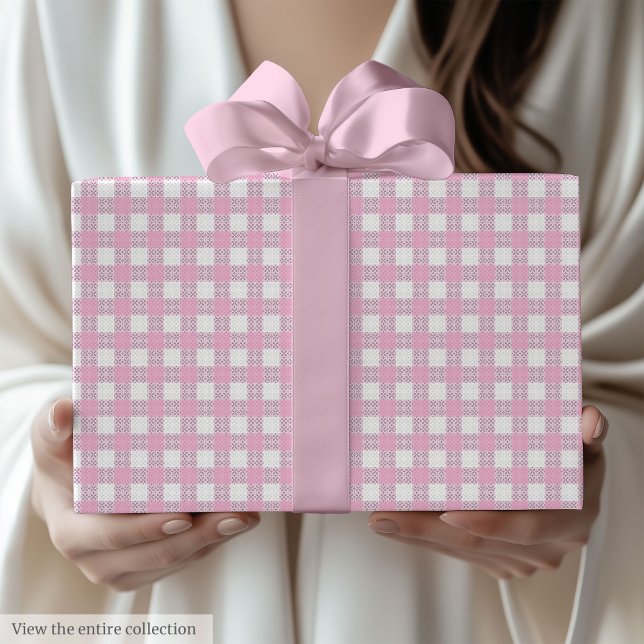 Chic Light Pink Chequered 60th Birthday Gift Wrap (Chic Light Pink Checkered 60th Birthday Gift Wrap)
