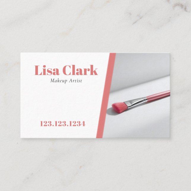 Chic Light Pink Makeup Brush Beauty Salon  Business Card (Front)
