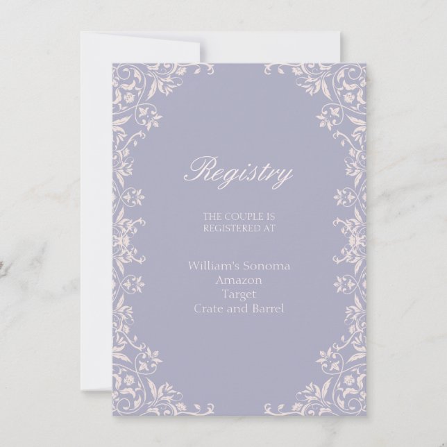 Chic Light Purple Wedding Registry Enclosure Card (Front)