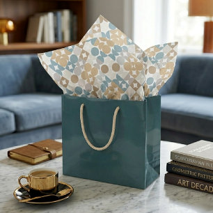 Chic Light Teal Taupe Tan Beige Circles Pattern Tissue Paper