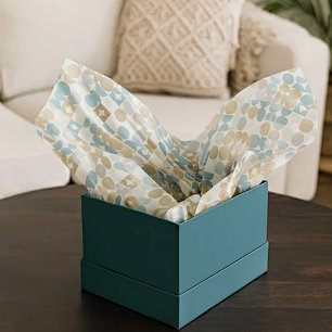 Chic Light Teal Taupe Tan Beige Circles Pattern Tissue Paper