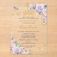 Chic Lilac Blush Floral Roses Quinceanera Sweet 16