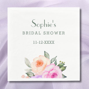 Chic Lilac Blush Pink Bright Floral Bridal Shower Napkin