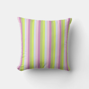 Chic  Lilac Lavender  Light Green Stripes Pattern Cushion