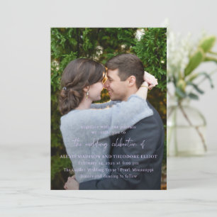 Chic Lilac Photo Modern Wedding Invitation