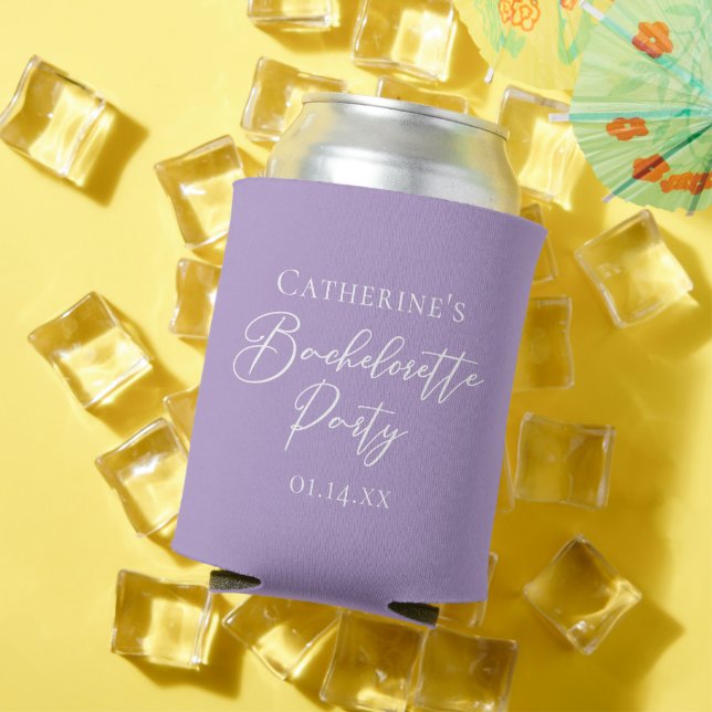 Chic Lilac Purple Bachelorette Party Personalised Can Cooler (In Situ Summer)