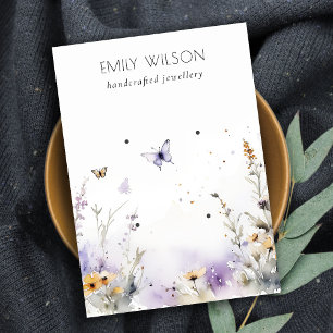 Chic Lilac Wildflower Butterfly 2 Earring Display Business Card