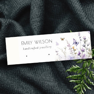 Chic Lilac Wildflower Earring Stud Hoop Display Mini Business Card