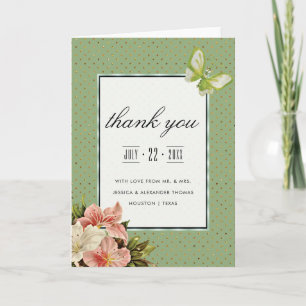Chic Lilies & Gem Butterfly Thank You Card