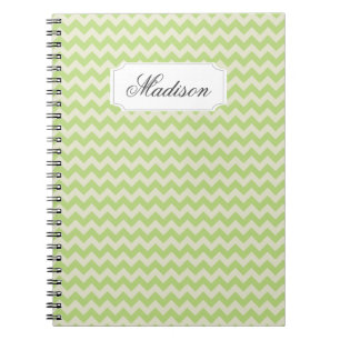 Chic Lime Green Chevron Custom Monogram Spiral Notebook