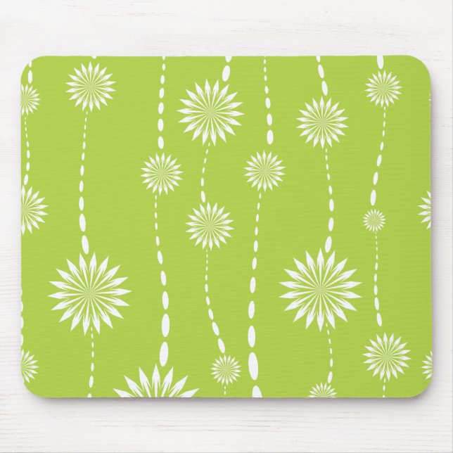 Chic Lime Green Floral Computer Mouse Mouse Pad (Front)