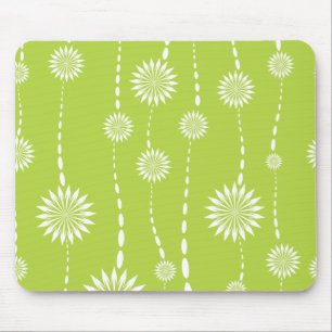 Chic Lime Green Floral Computer Mouse Pad