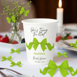 Chic Lime Green She's Tying the Knot Bridal Shower Paper Cups