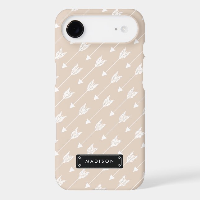 Chic Linen Beige Tribal Arrows Personalised Case-Mate iPhone Case (Back)