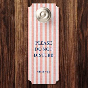 Chic Linen Look Do Not Disturb Coral White Striped Door Hanger