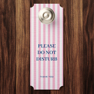 Chic Linen Look Do Not Disturb Pink White Striped Door Hanger